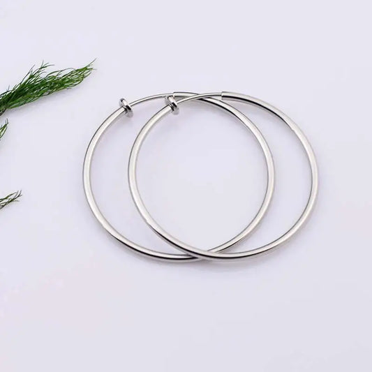 Clip On Hoop Earrings | Non-Pierced Circle Earrings 2/4/6cm Women