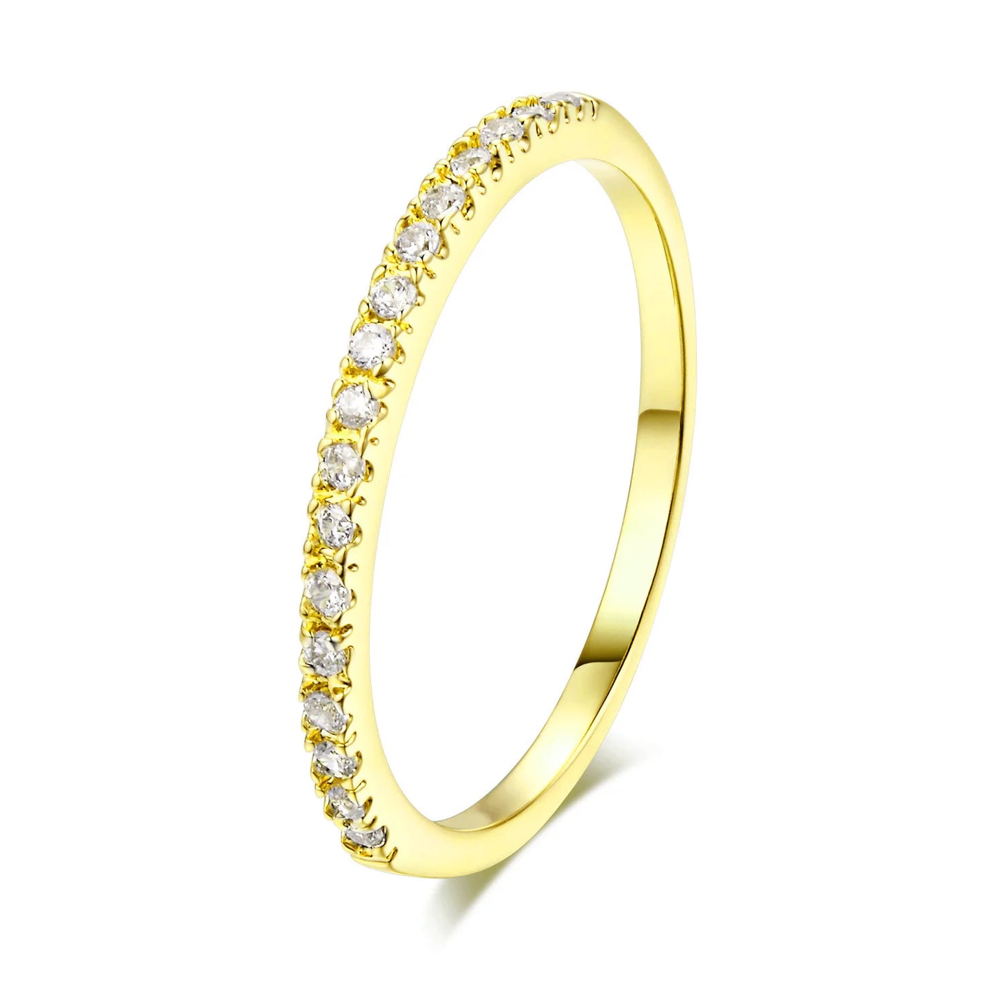 Delicate Micro Pave Zircon Ring for Women – Stackable Crystal Band for Daily Wear & Engagement