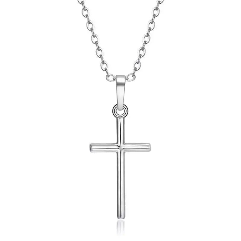 Christian Cross Necklace | Silver Long Chain Pendant Unisex Jewelry