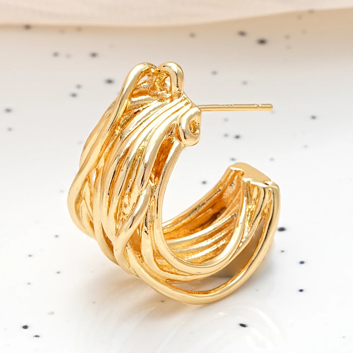 Exaggerated Wide Clip-On Earrings – Simple Gold Metal Ear Clips