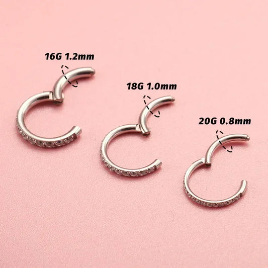1pcs G23 Titanium Nose Ring 16G 18G 20G Hinged Septum Clicker Segment Ear Tragus Cartilage Helix Daith Lip Body Piercing Jewelry