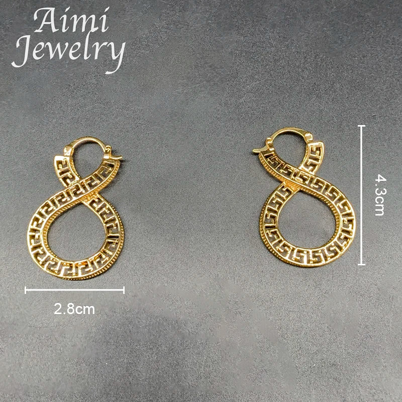 Original Vintage Dubai 18K Gold Plated Hoop Earrings for Women – African Jewelry Hollow Copper Drop Earrings