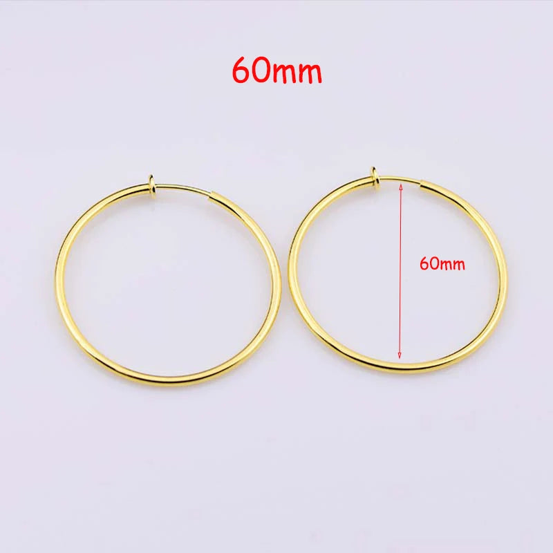 Clip On Hoop Earrings | Non-Pierced Circle Earrings 2/4/6cm Women