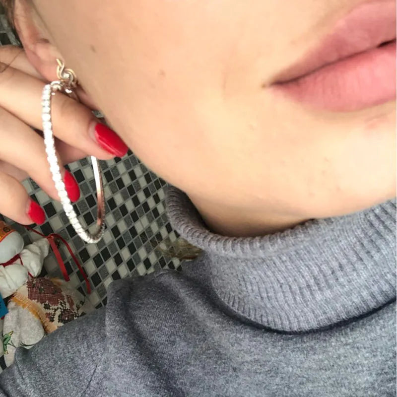 Raexrage Big Hiphop Hoop Earrings for Women – Hyperbole Rhinestone Crystal Circle Earrings (30-100mm)