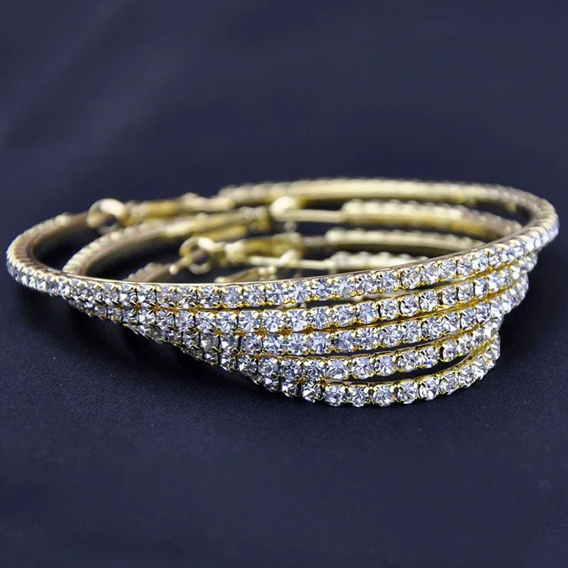 Raexrage Big Hiphop Hoop Earrings for Women – Hyperbole Rhinestone Crystal Circle Earrings (30-100mm)