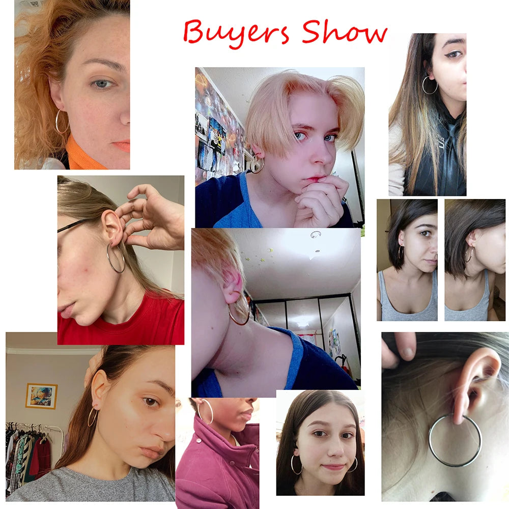 Clip On Hoop Earrings | Non-Pierced Circle Earrings 2/4/6cm Women