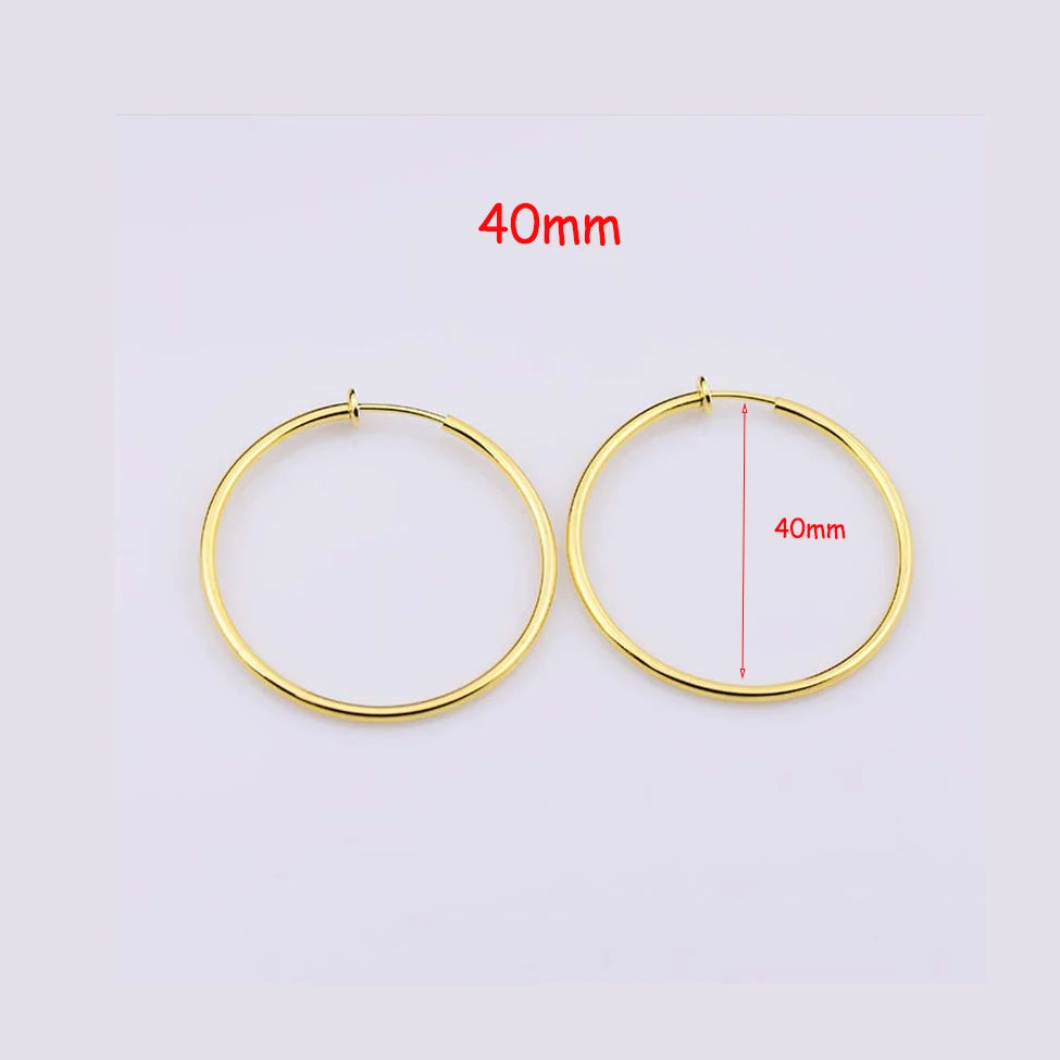 Clip On Hoop Earrings | Non-Pierced Circle Earrings 2/4/6cm Women