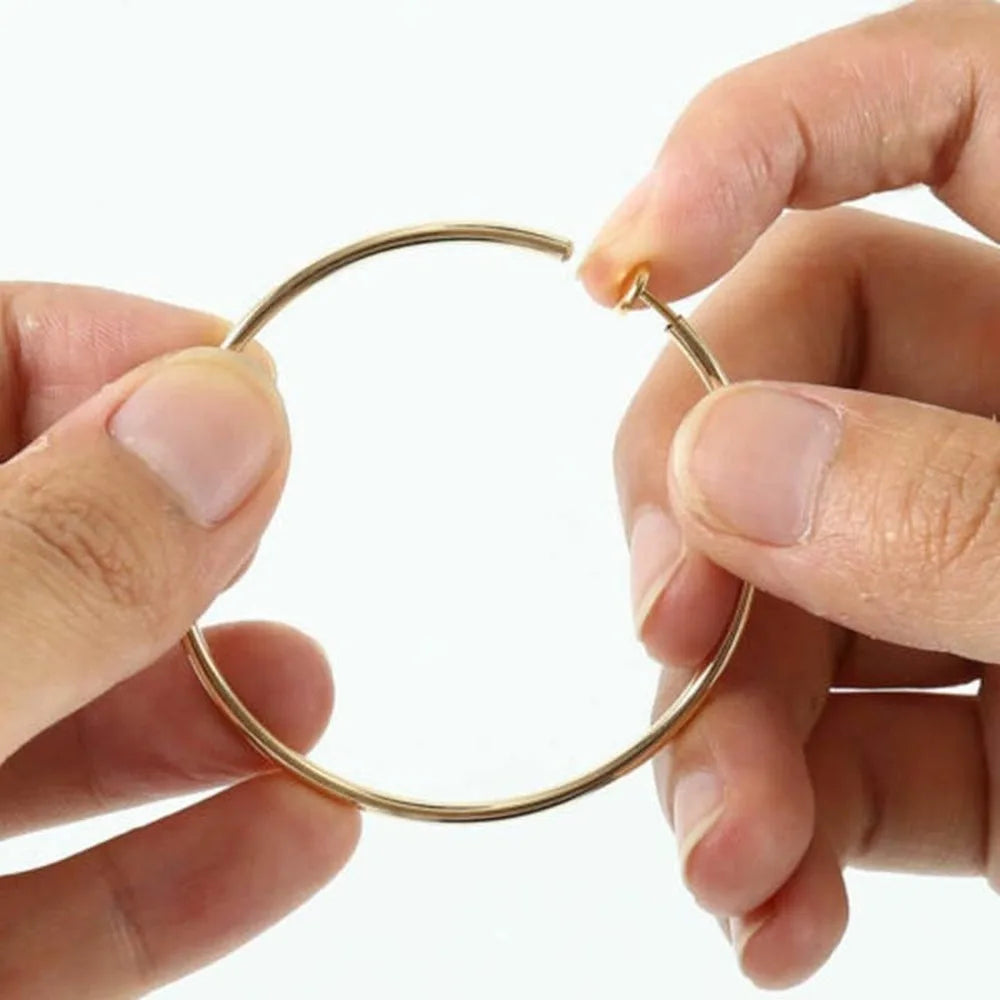 Clip On Hoop Earrings | Non-Pierced Circle Earrings 2/4/6cm Women