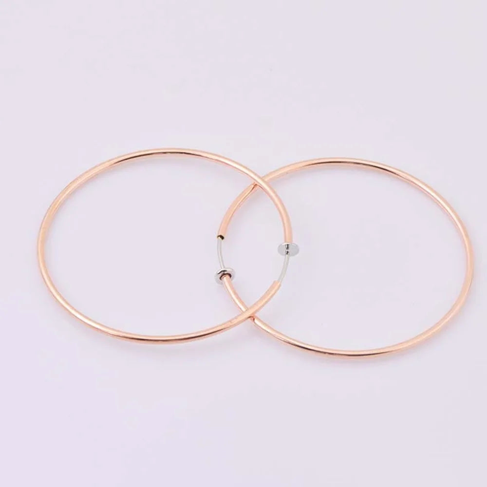Clip On Hoop Earrings | Non-Pierced Circle Earrings 2/4/6cm Women