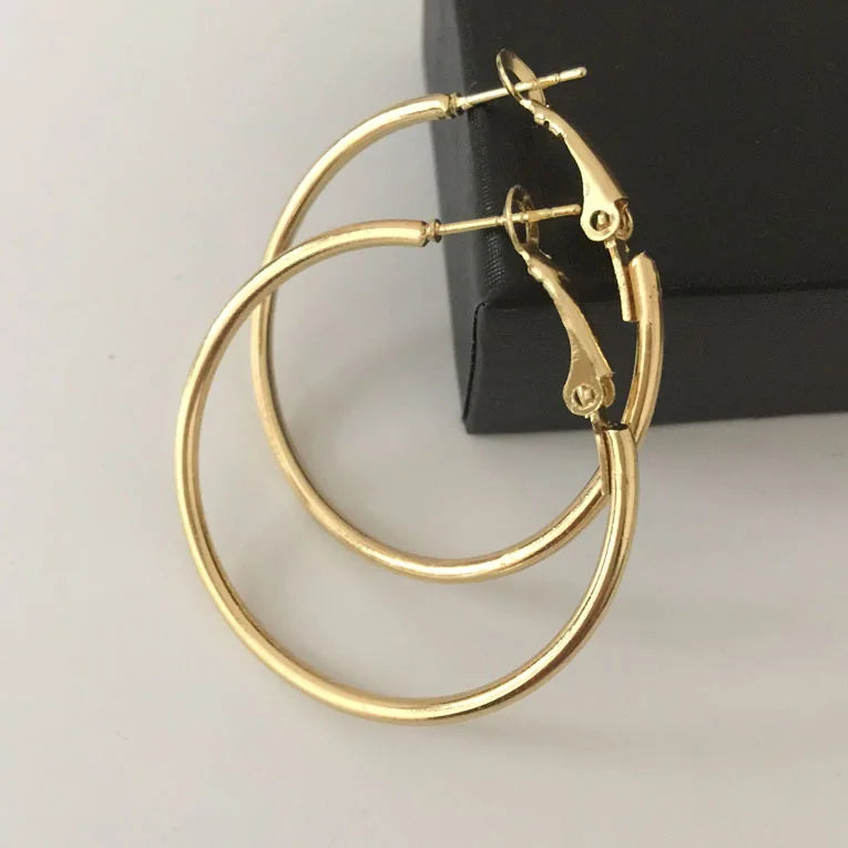 Classic Round Hoop Earrings – Unisex Gold, Silver & Black Metal Hoops