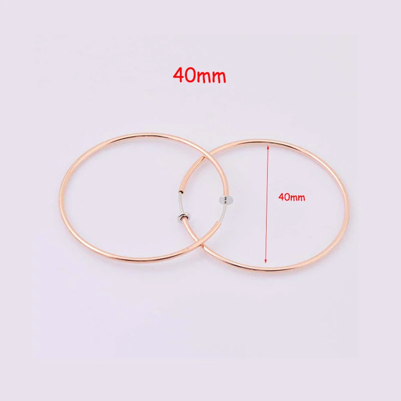 Clip On Hoop Earrings | Non-Pierced Circle Earrings 2/4/6cm Women
