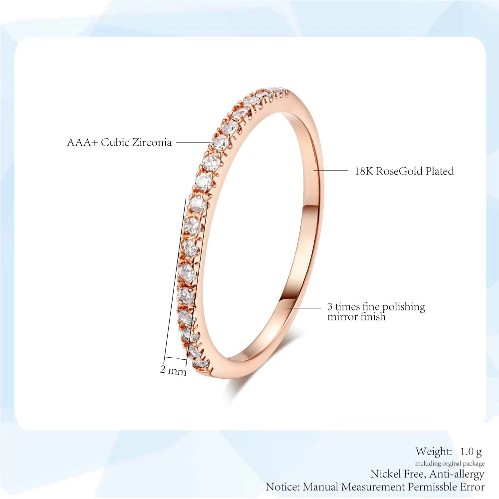 Delicate Micro Pave Zircon Ring for Women – Stackable Crystal Band for Daily Wear & Engagement