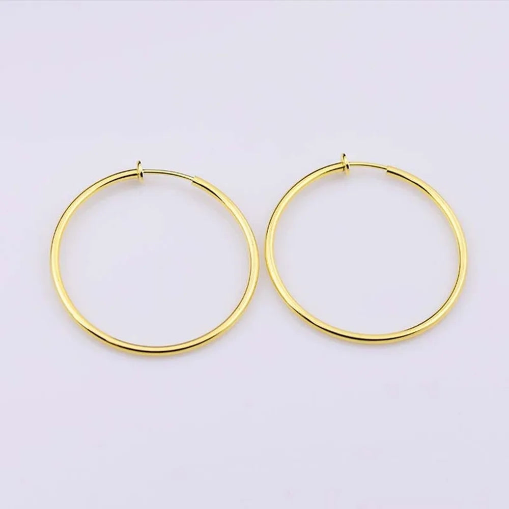 Clip On Hoop Earrings | Non-Pierced Circle Earrings 2/4/6cm Women