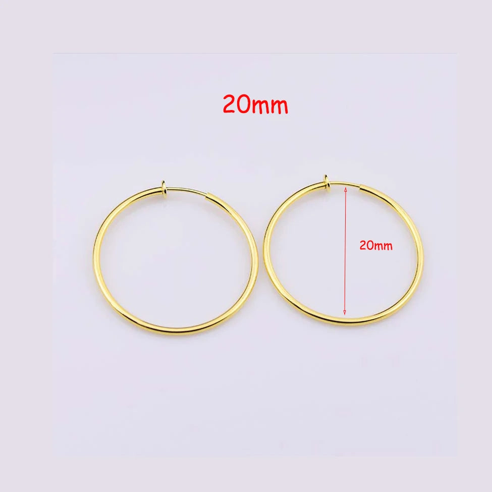Clip On Hoop Earrings | Non-Pierced Circle Earrings 2/4/6cm Women