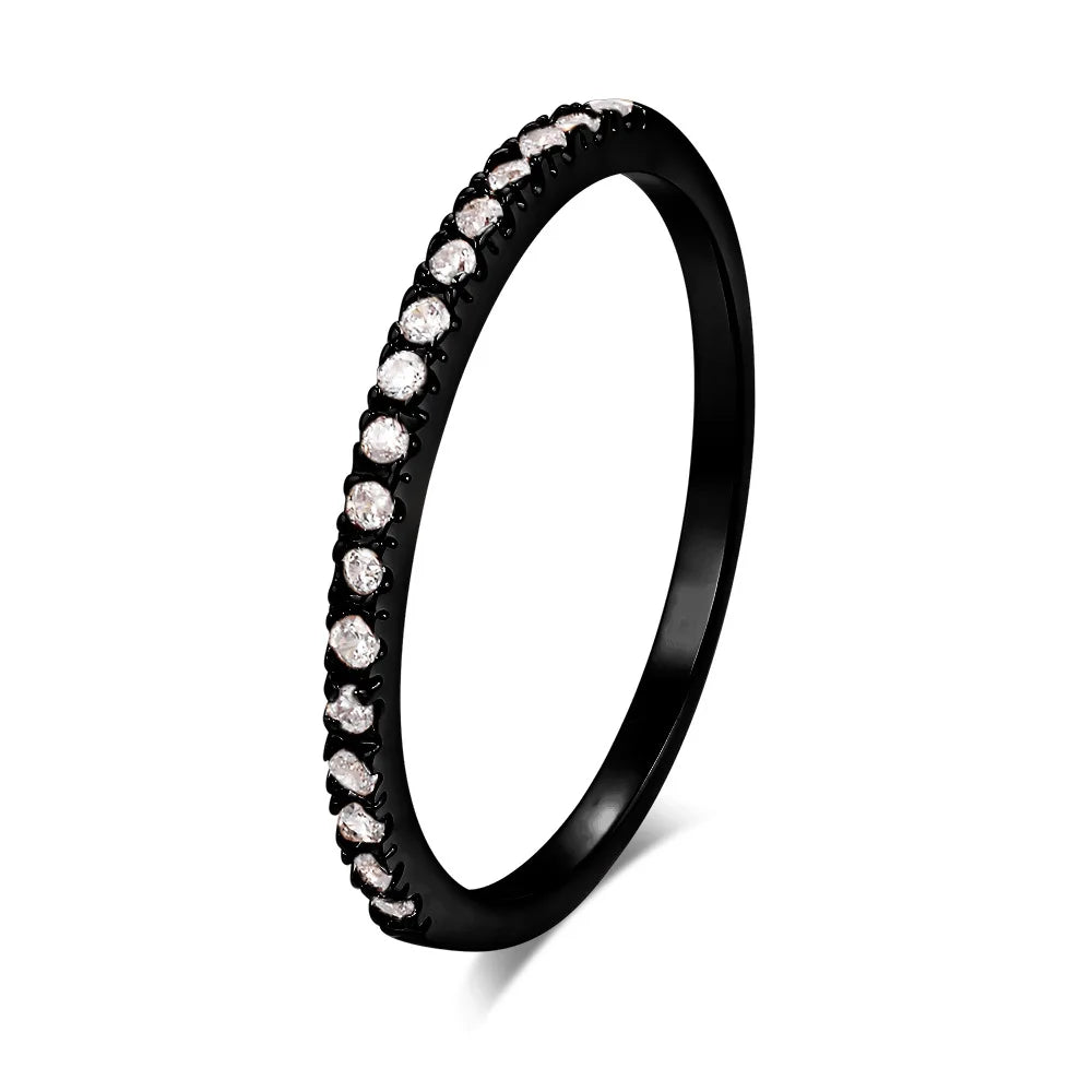Delicate Micro Pave Zircon Ring for Women – Stackable Crystal Band for Daily Wear & Engagement