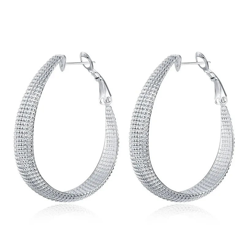 New Classic 925 Sterling Silver Hoop Earrings – Fine Europe Jewelry, Perfect for Wedding, Engagement, & Daily Wear