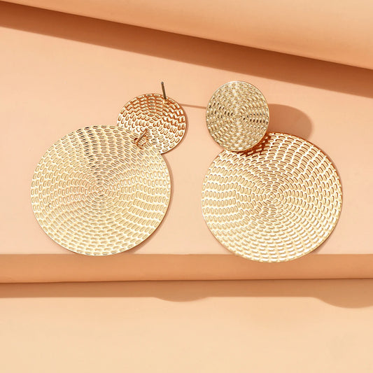 Bohemian Geometric Metal Round Earrings – Trendy Drop Earrings