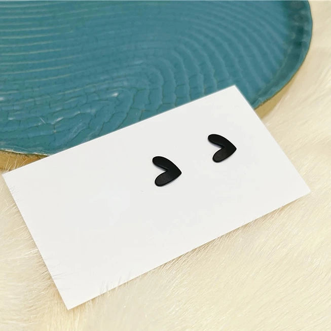 Small Heart Stud Earrings – Red & Black Simple Metal Earrings