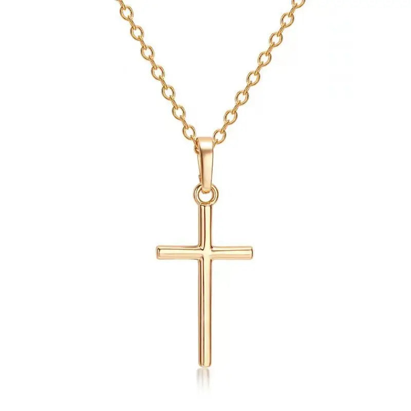 Christian Cross Necklace | Silver Long Chain Pendant Unisex Jewelry