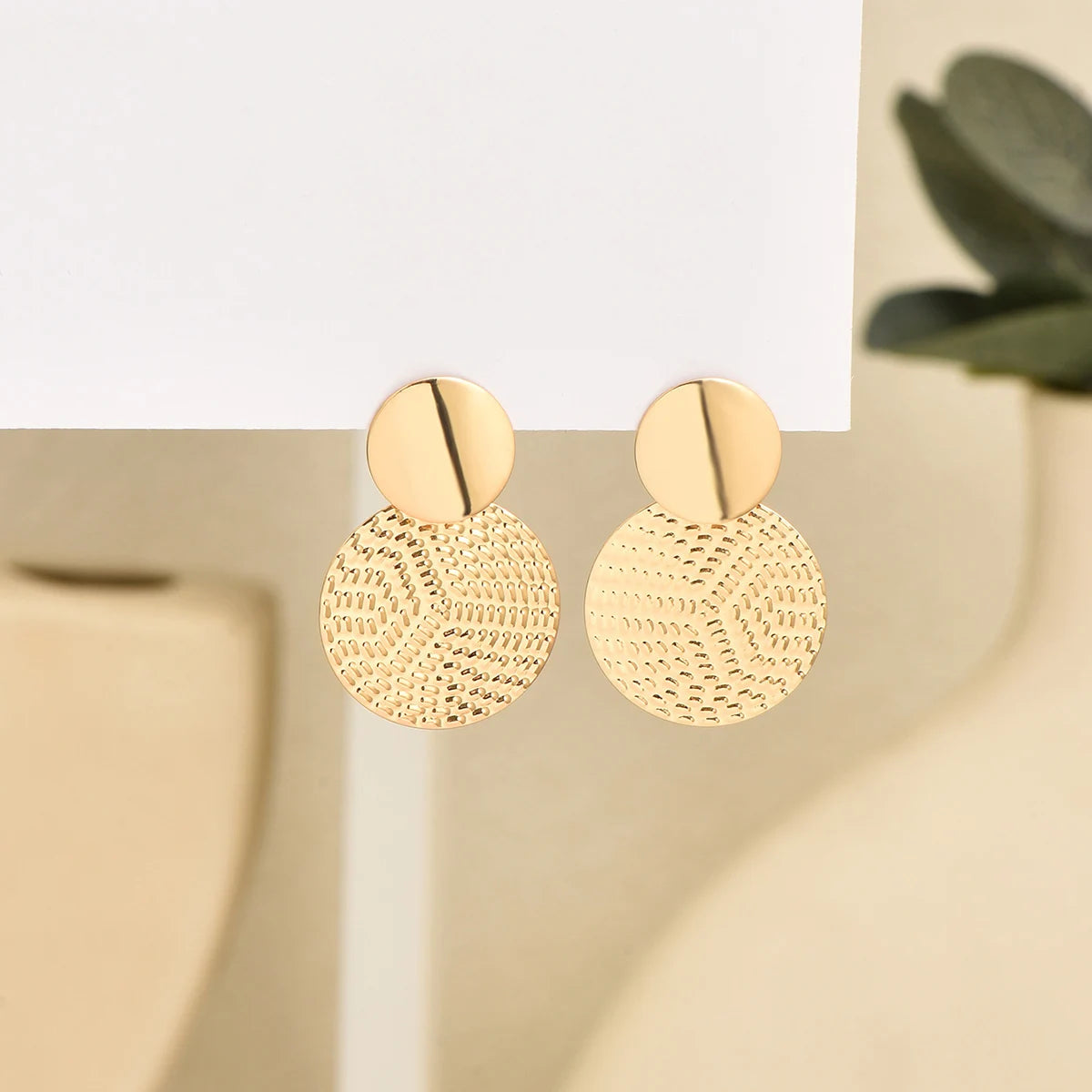 Bohemian Geometric Metal Round Earrings – Trendy Drop Earrings