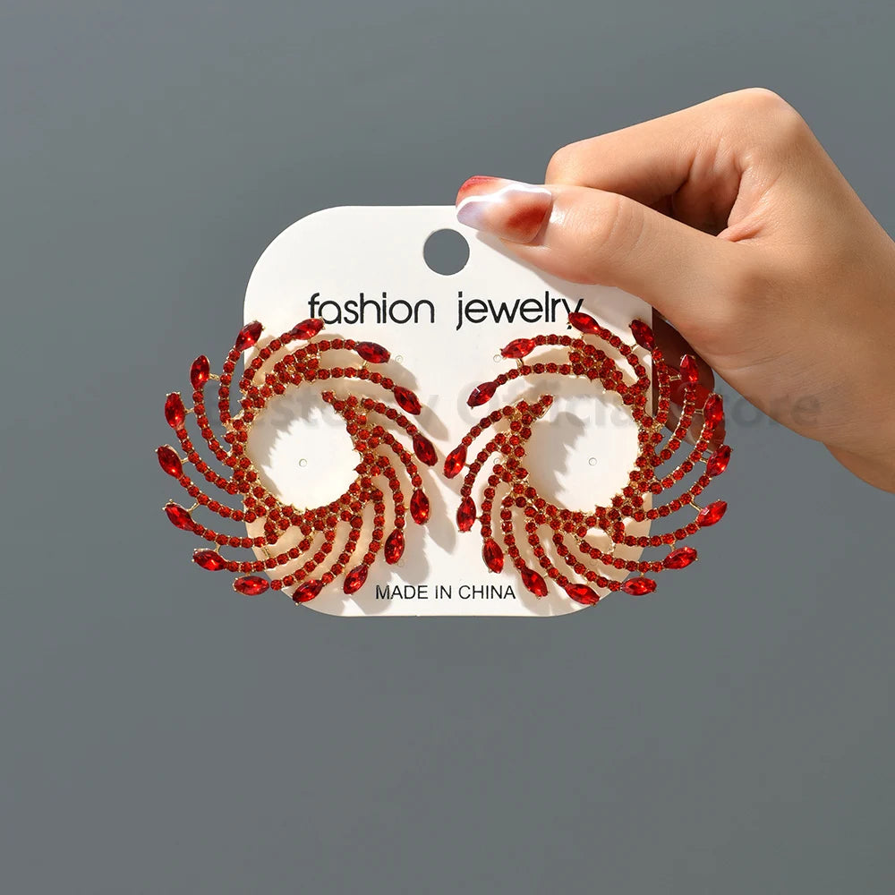 Sunburst Crystal Stud Earrings – Exaggerated Trendy Piercing Earrings