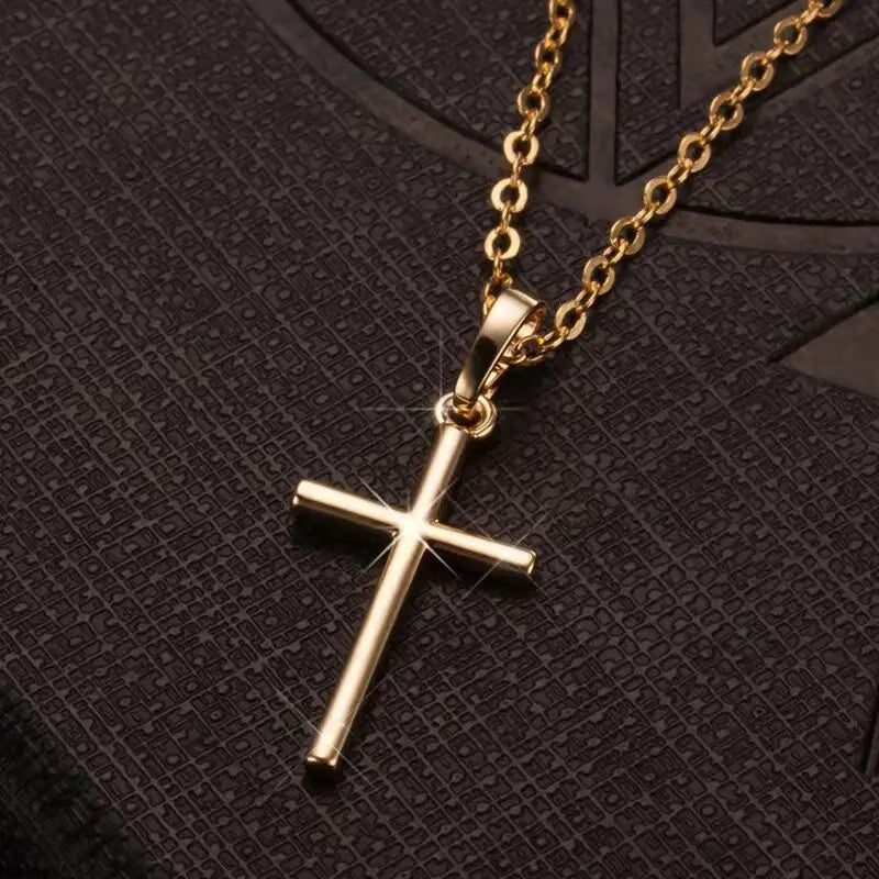 Christian Cross Necklace | Silver Long Chain Pendant Unisex Jewelry