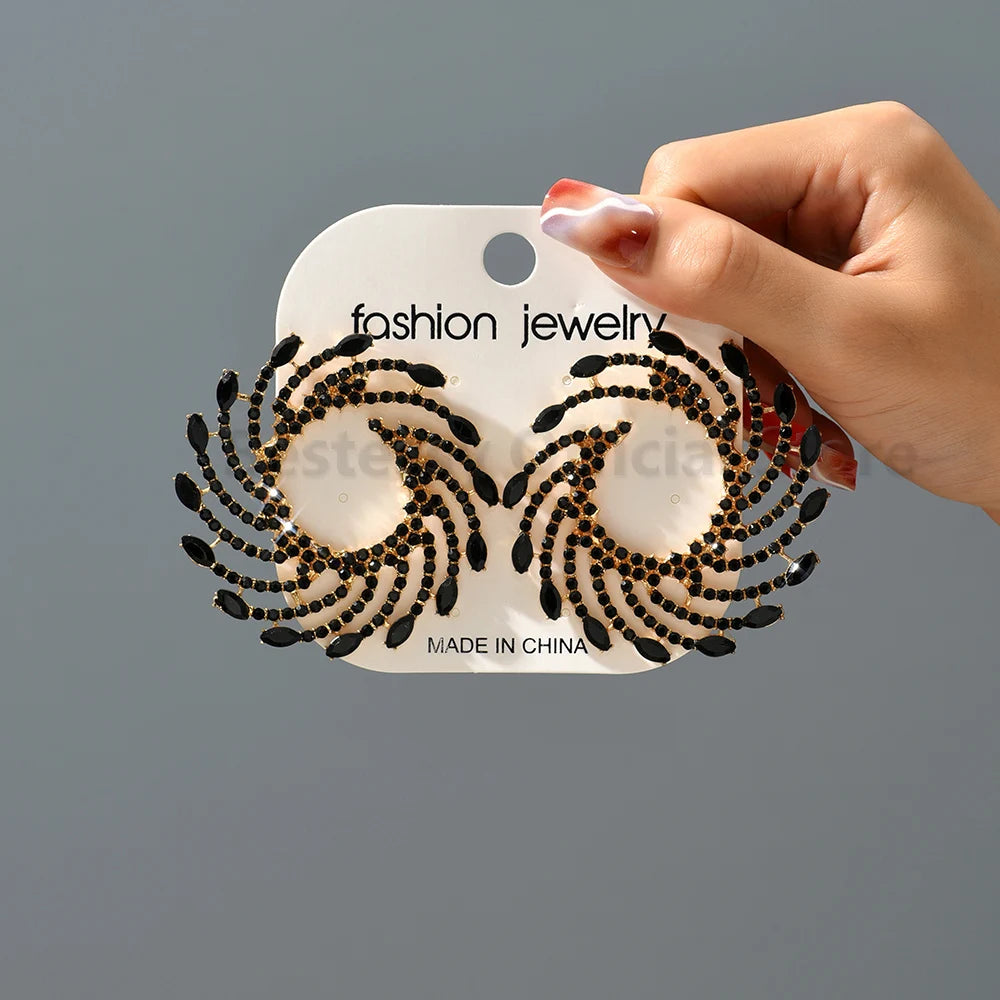 Sunburst Crystal Stud Earrings – Exaggerated Trendy Piercing Earrings