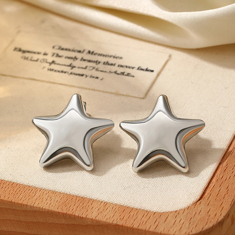 Stainless Steel Star Stud Earrings – Sparkling Fairy-Inspired Jewelry