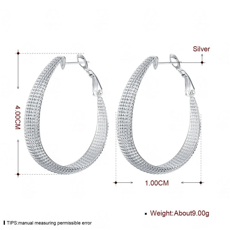 New Classic 925 Sterling Silver Hoop Earrings – Fine Europe Jewelry, Perfect for Wedding, Engagement, & Daily Wear