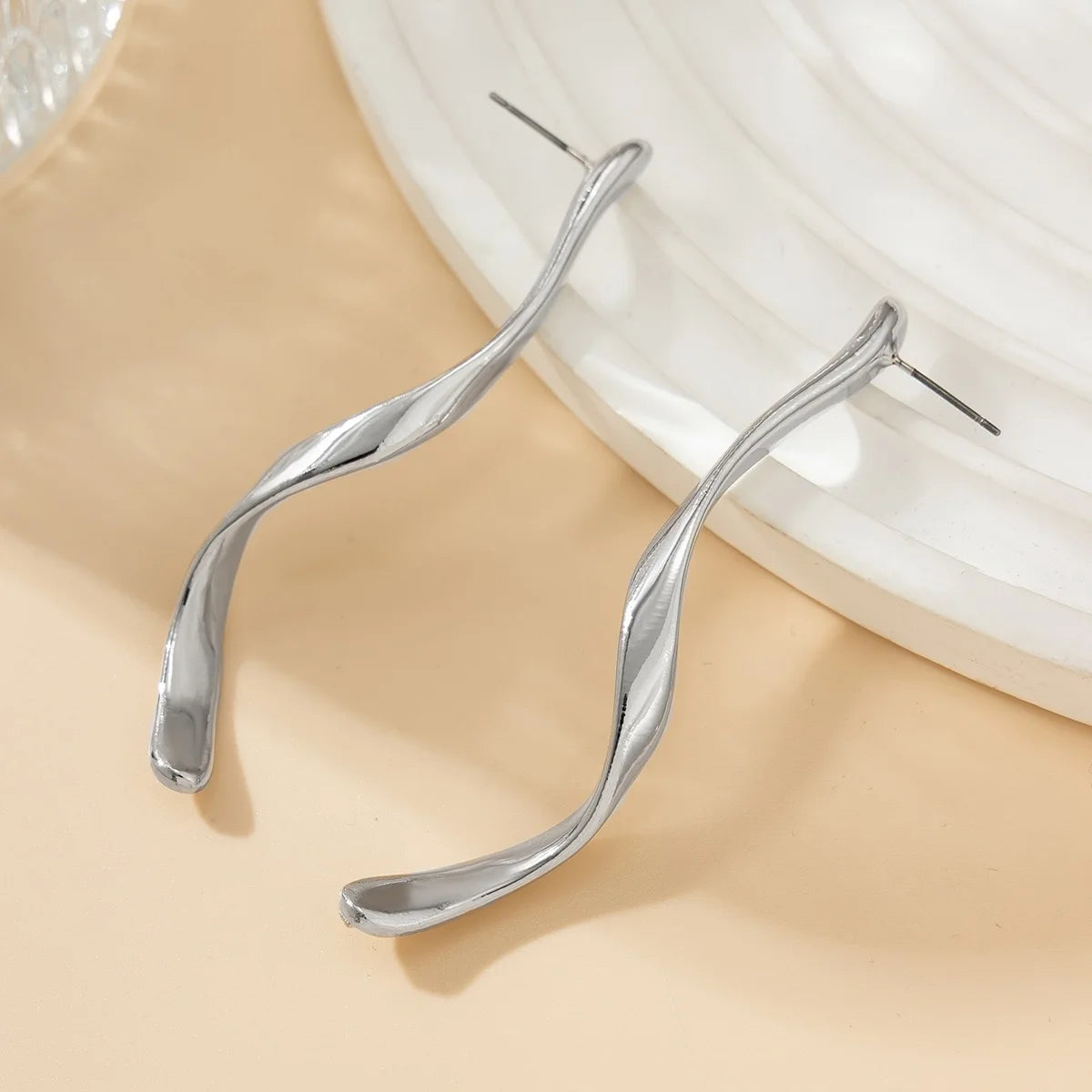 Abstract 3D Design Earrings – Retro Metal Studs