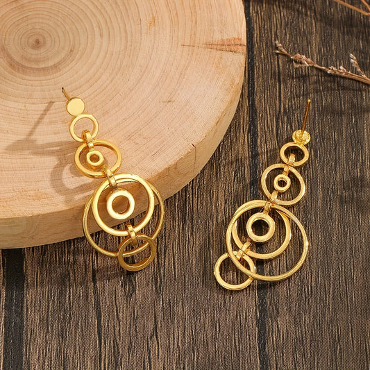 New Geometric Gold Color Hollow Hoop Earrings for Women – Fashion Drop Jewelry Accessory