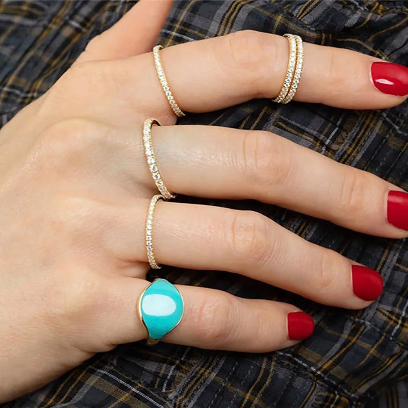 Delicate Micro Pave Zircon Ring for Women – Stackable Crystal Band for Daily Wear & Engagement