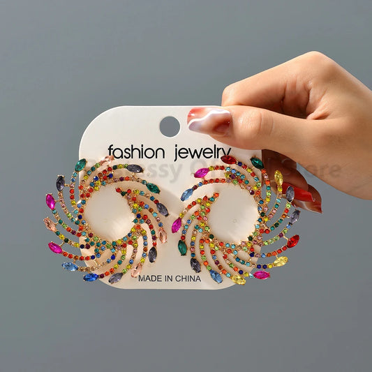 Sunburst Crystal Stud Earrings – Exaggerated Trendy Piercing Earrings