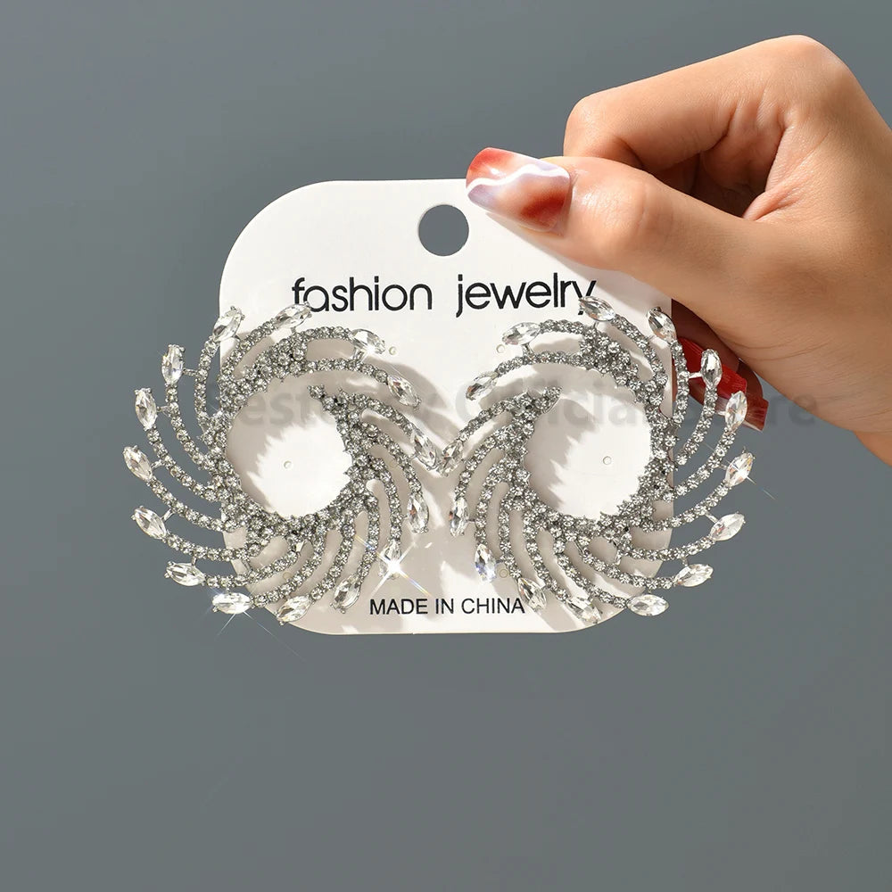 Sunburst Crystal Stud Earrings – Exaggerated Trendy Piercing Earrings