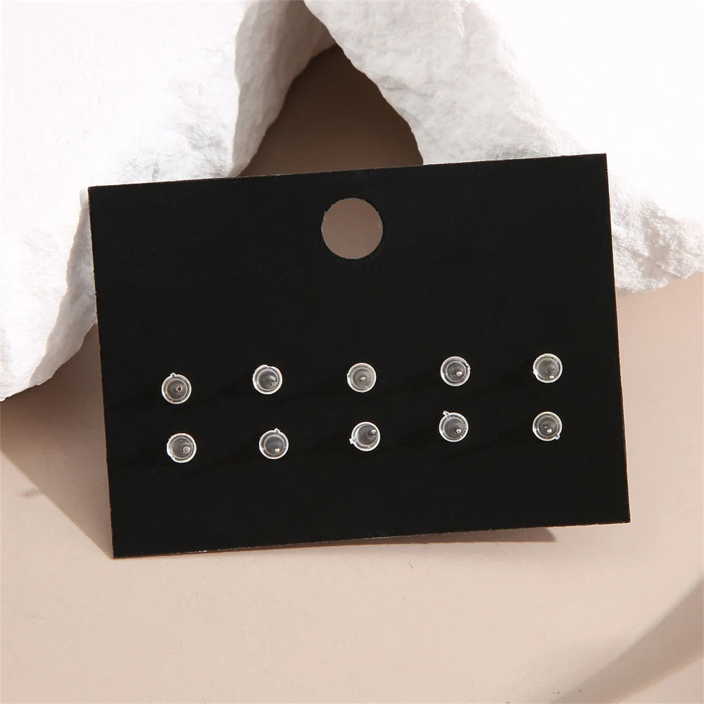 5-Pair Heart Crystal Stud Earrings Set – Shiny Wedding Jewelry