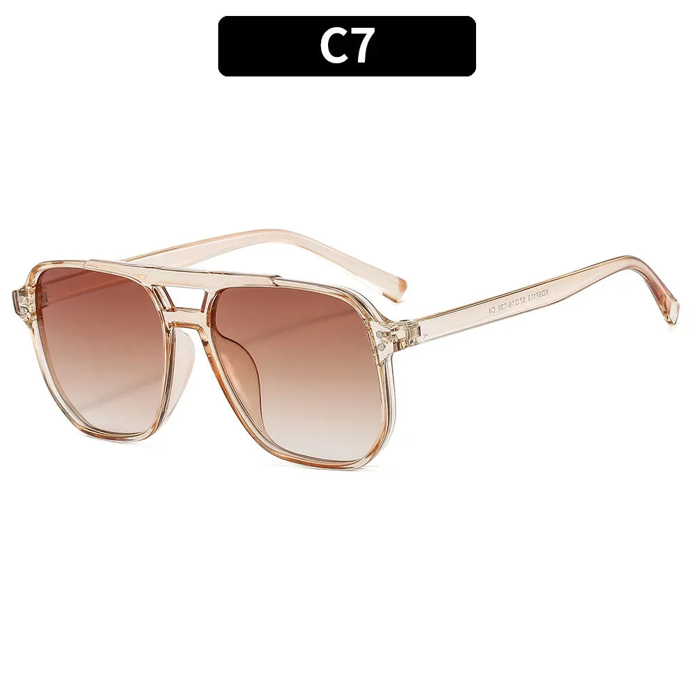 Vintage Square Sunglasses for Women & Men | Thick Frame Double Bridge UV400
