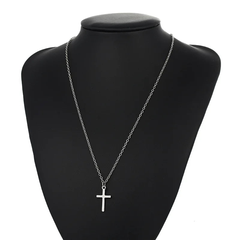 Christian Cross Necklace | Silver Long Chain Pendant Unisex Jewelry
