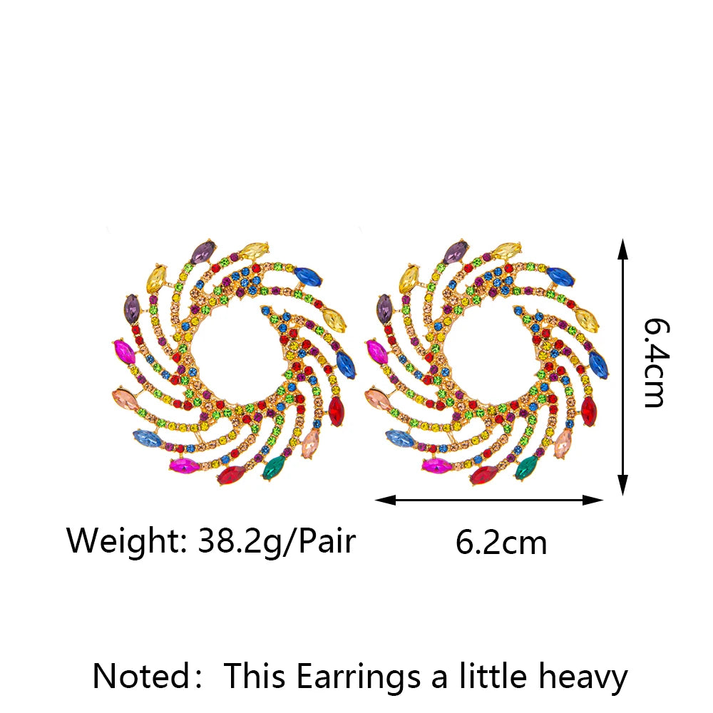 Sunburst Crystal Stud Earrings – Exaggerated Trendy Piercing Earrings