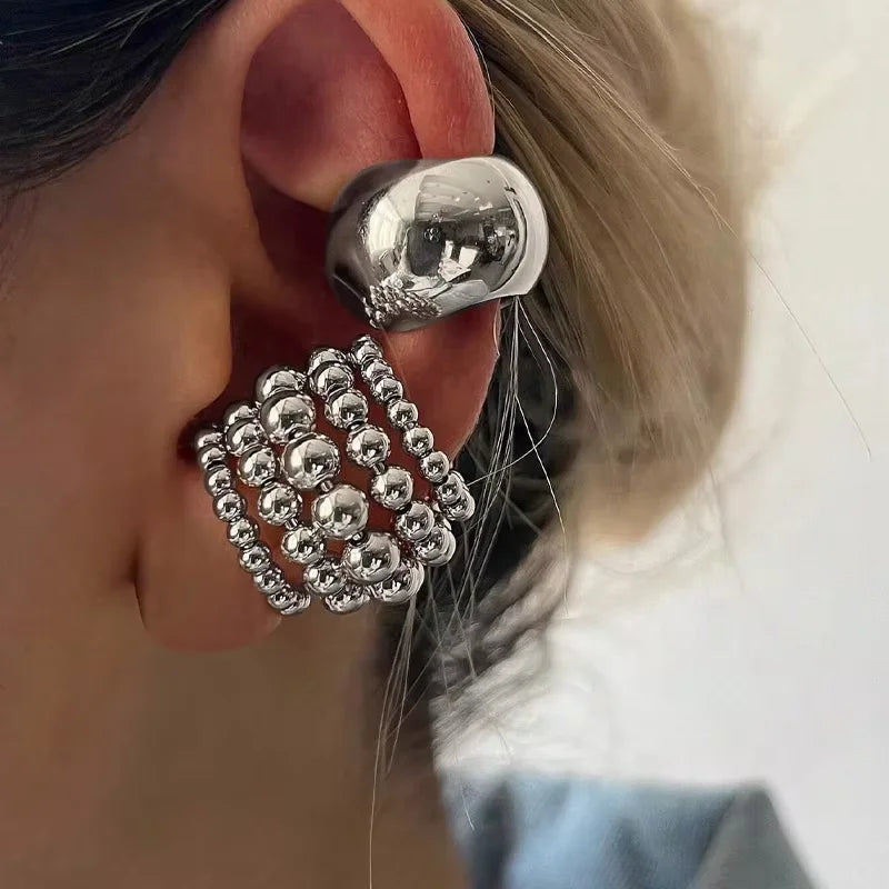 Exaggerated Wide Clip-On Earrings – Simple Gold Metal Ear Clips