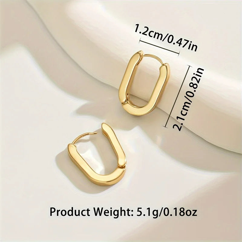 New Minimalist Square Hoop Earrings – Unisex Gold Color Stainless Steel Punk Rock Piercing Jewelry for Men & Women