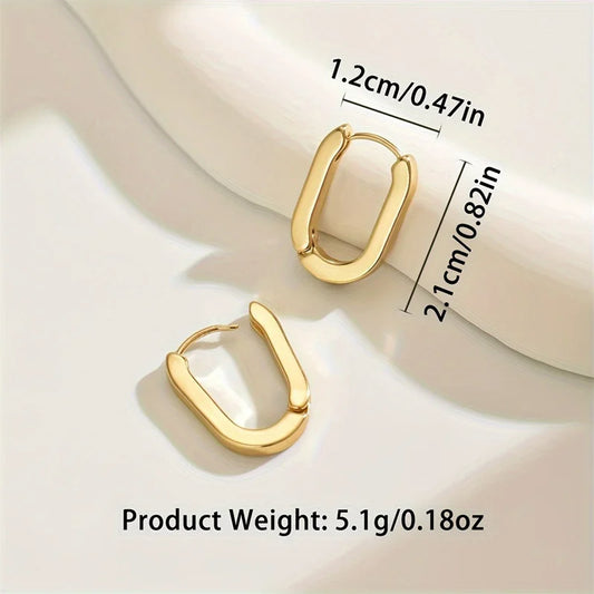 New Minimalist Square Hoop Earrings – Unisex Gold Color Stainless Steel Punk Rock Piercing Jewelry for Men & Women