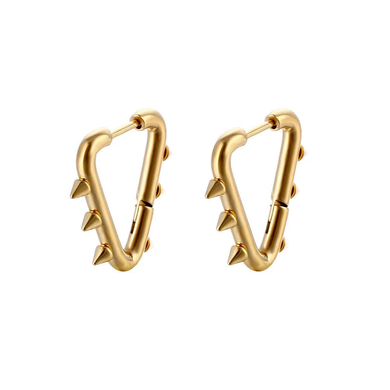 Stainless Steel Spike Hoop Earrings – Unisex Gothic Rock Huggie Style