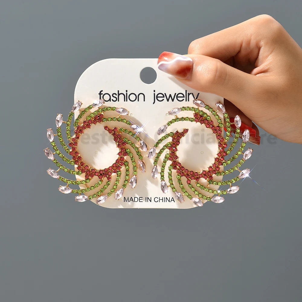 Sunburst Crystal Stud Earrings – Exaggerated Trendy Piercing Earrings